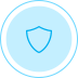 Blue graphic with a shield