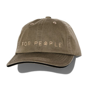 A photo of a brown hat with the "For People" logo in the center