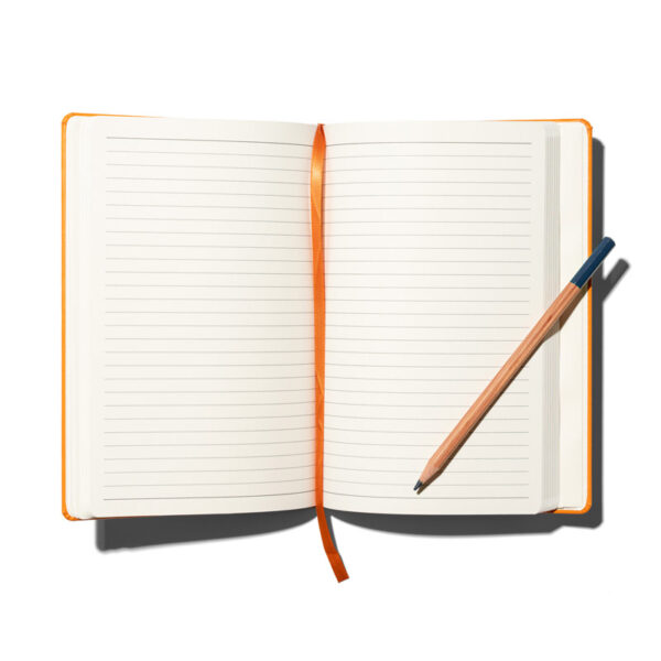 An open For People notebook with a pencil