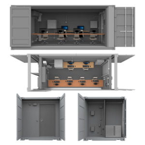 Configurations of the 20 foot high density workstations container SCIF