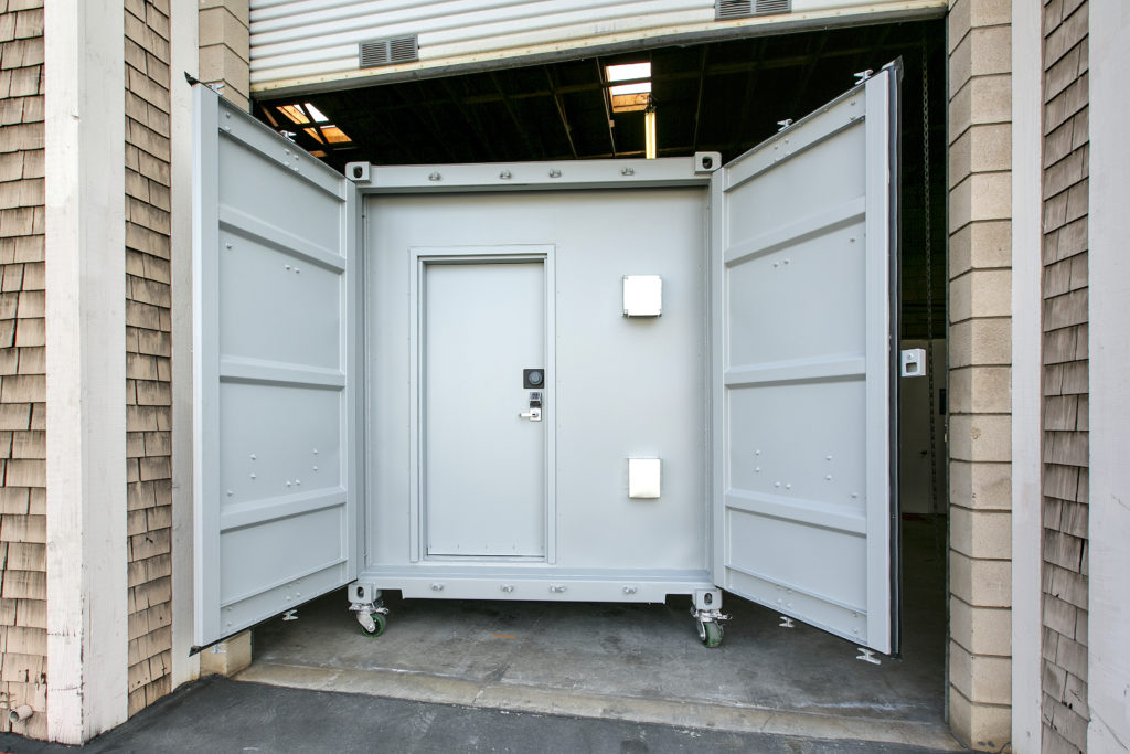 20-foot container scif open to show front door