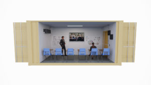 3d rendering of a container scif briefing room