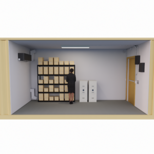 The interior of a container SCIF storage
