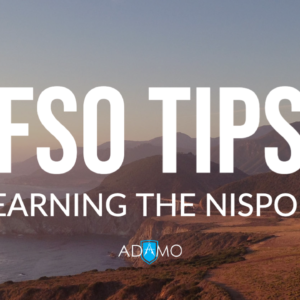 FSO tips learning the NISPOM written over a photo of coastal cliffs
