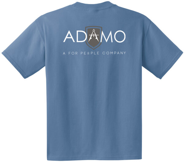 Back of Adamo short sleeve shirt in blue