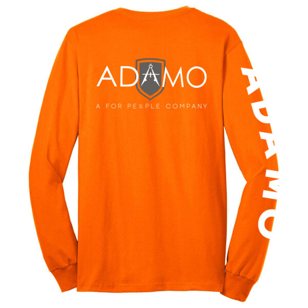 back of Adamo long sleeve shirt in orange