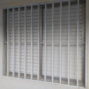 Image of window with bars and blinds