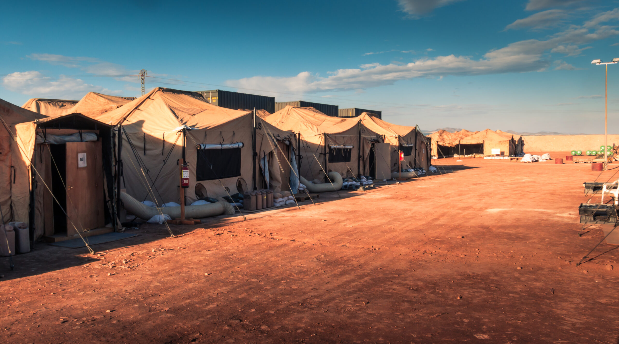 Photo of tents in a military complex