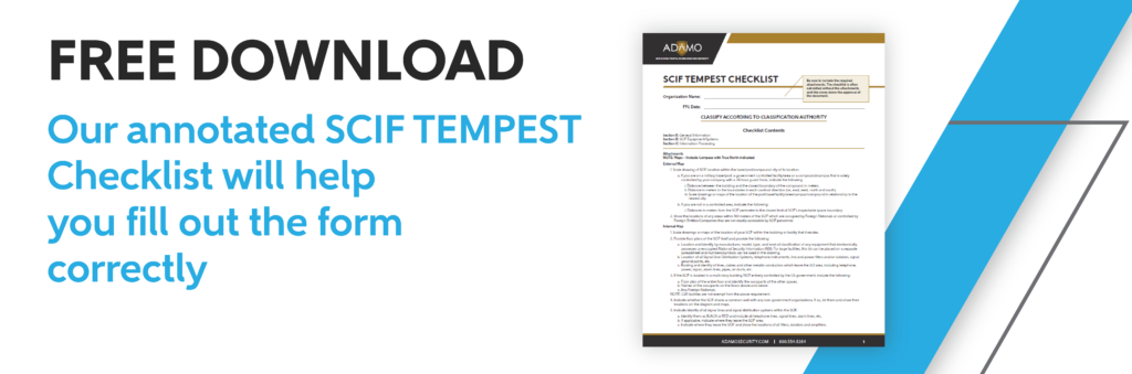 A blue and white banner graphic advertising the free download for a annotated TEMPEST Checklist