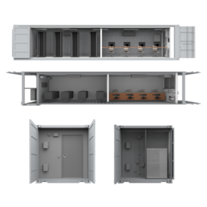 Configurations of the 40 foot server room and workstations container SCIF