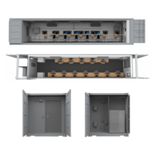 Configurations of the 40 foot high density workstations container SCIF